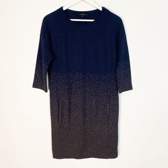 La Fee Maraboutee Navy Blue and Brown Speckled Sweater Dress - Picture 1 of 8